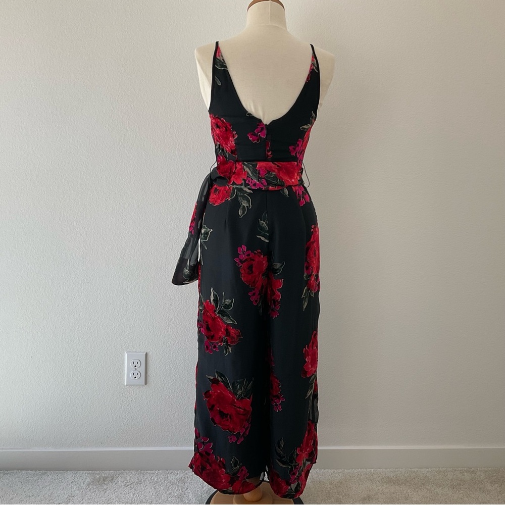 Anthropologie Ett:twa Black Velvet Floral Jumpsuit Wide Leg XS - Picture 7 of 13